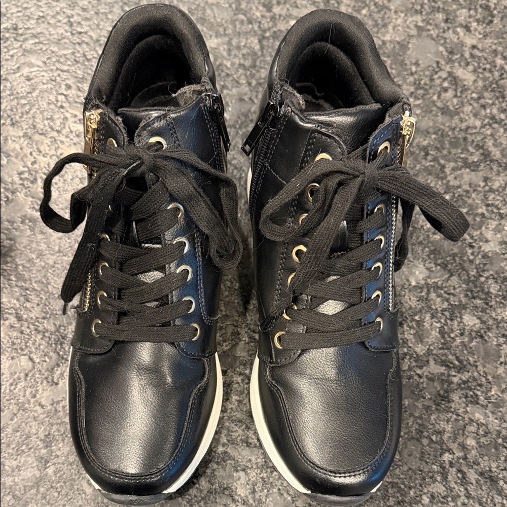 Aldo Black Sneakers with Gold Details